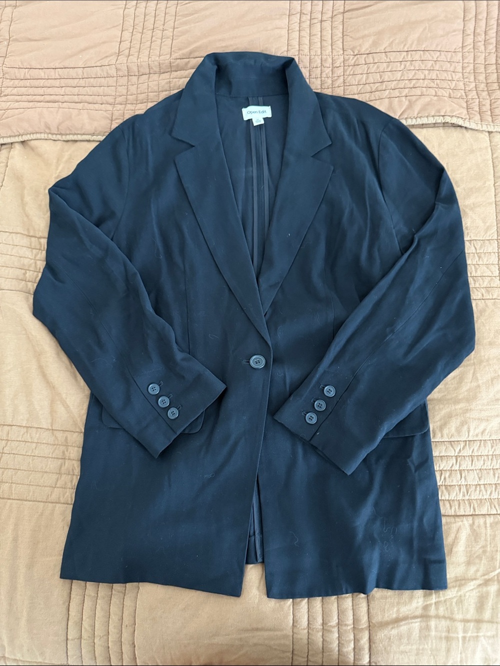 Black Oversize Lightweight Single-Button Women's Blazer - Size M